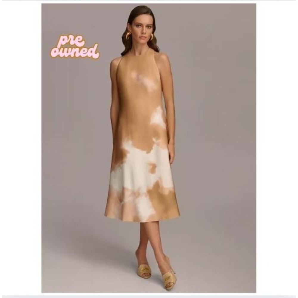Donna Karan Women's Halter-Neck Sleeveless Midi Dress - Size 10